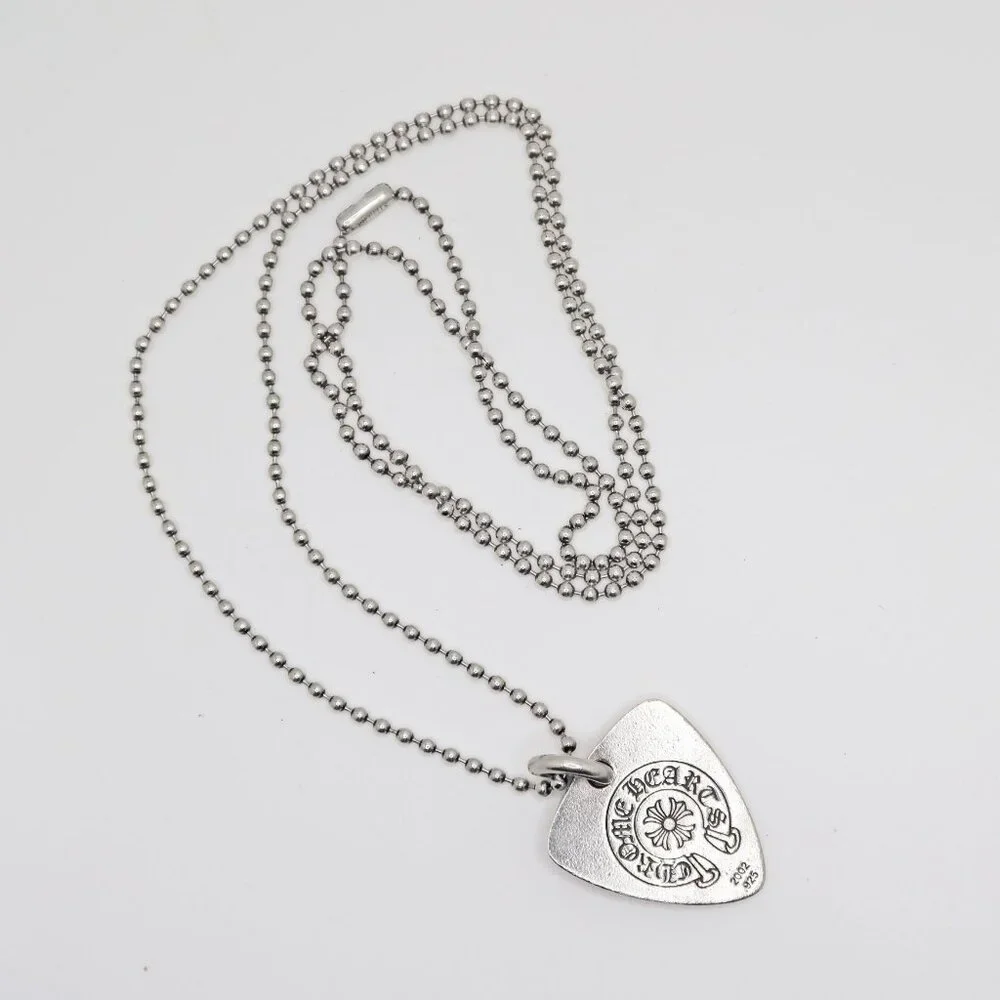 Authentic Chrome Hearts Guitar Pick Pendant + Ball Chain Necklace - Picture 2 of 7